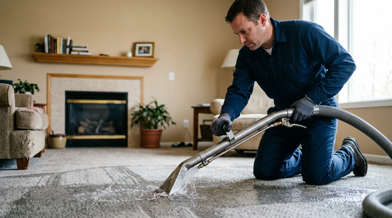 Water damage restoration technician working near Liberty, NC